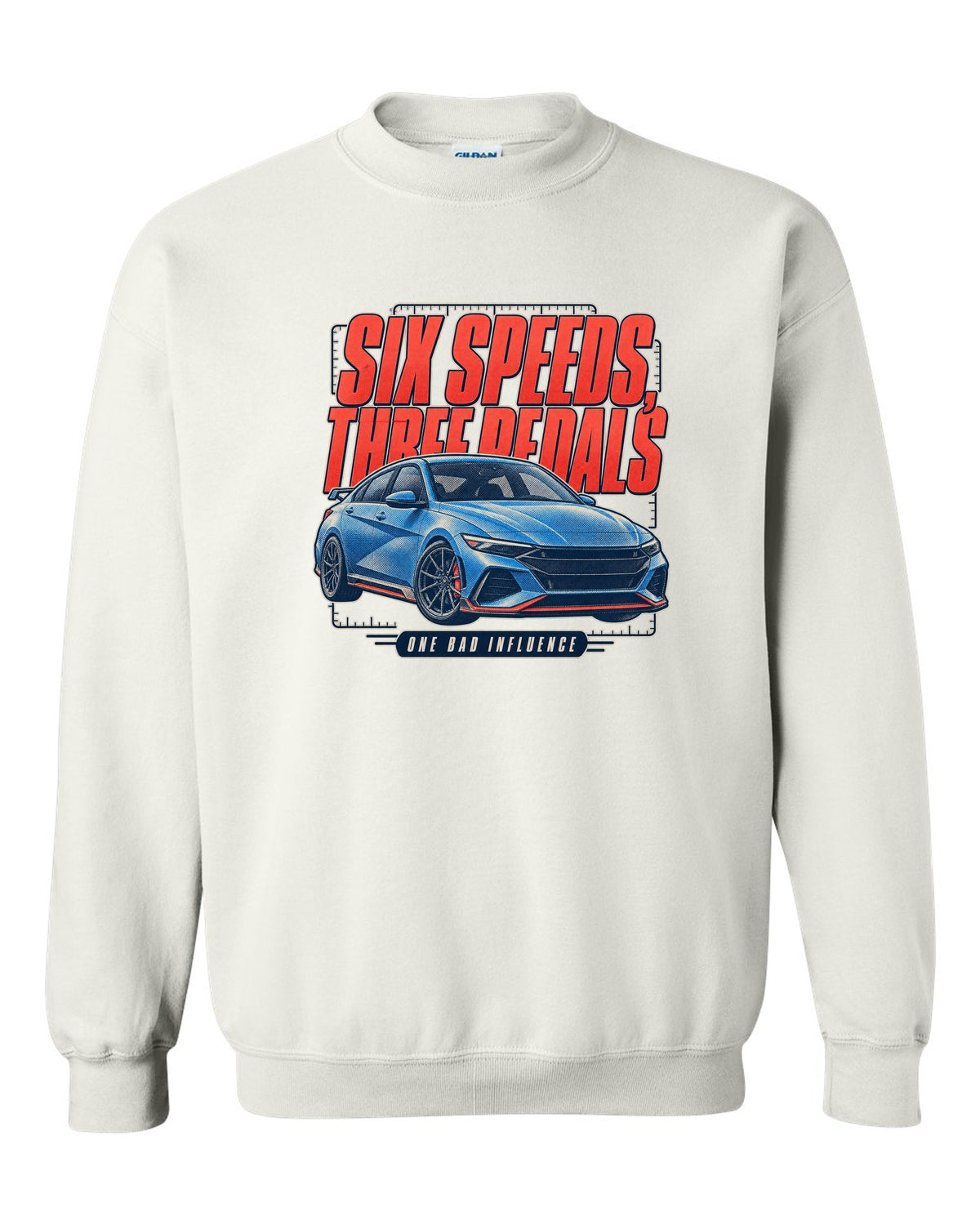 Hyundai Elantra N 2024 halftone statement print white crewneck front view with the design