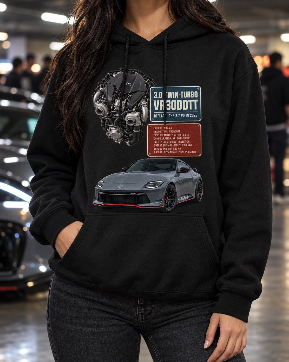 Nissan Z RZ34 Manual Three-View Shirt, Six-Speed Tee Pull Over Hoodie Black worn hero