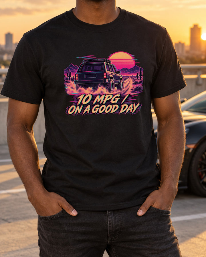 Hummer H2 2003-09 VHS Glitch Shirt, Funny 10 MPG Car Guy Tee T-Shirt Black worn hero
