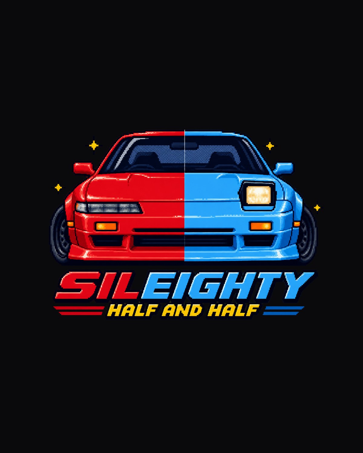 Sileighty 180SX and Silvia S13 16-Bit Pixel Art Shirt design only