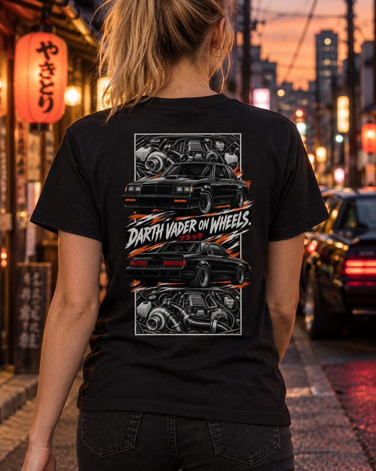 Buick Grand National Torn Poster Full-Back Graphic Tee T-Shirt Black worn hero