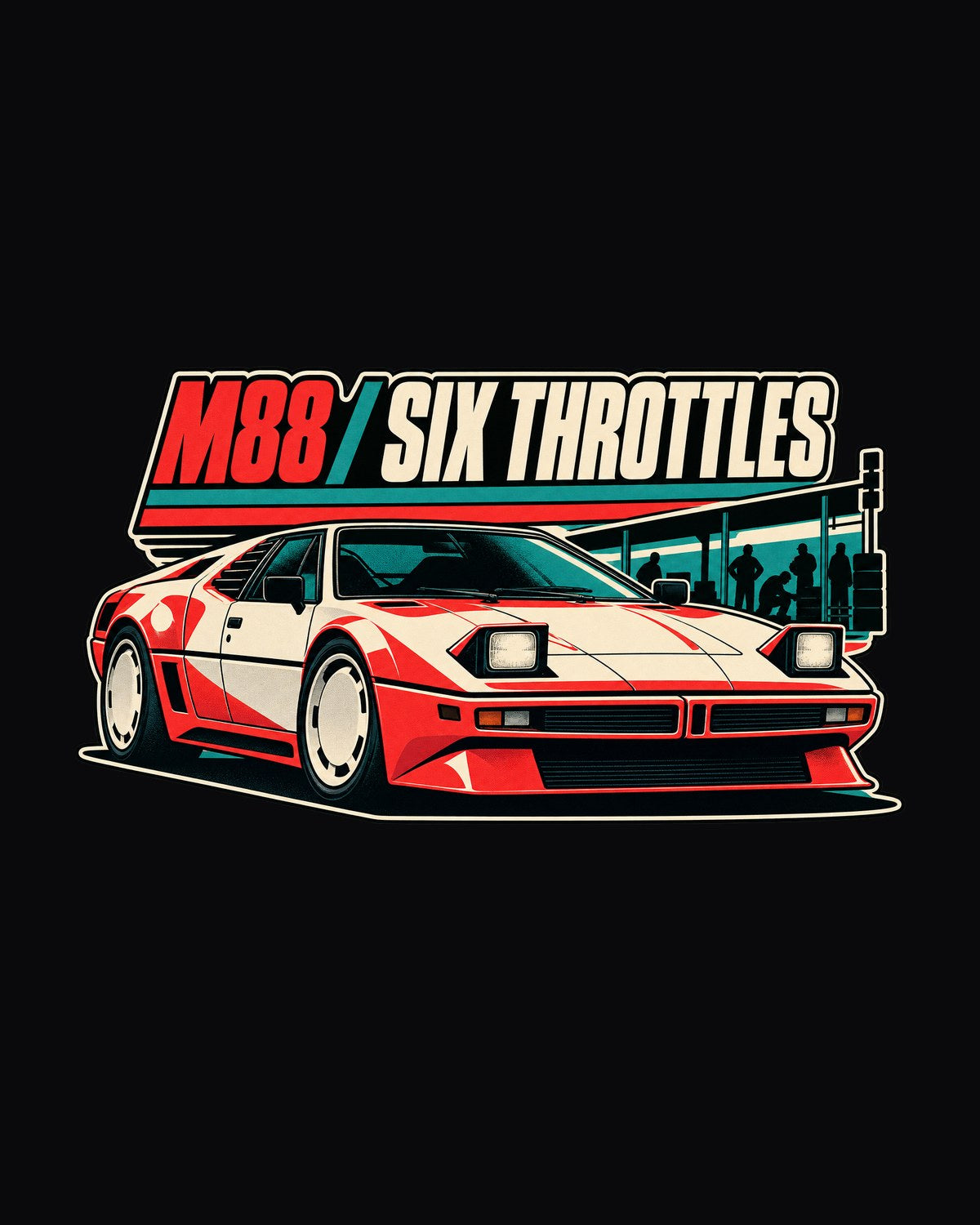 BMW M1 E26 Mid-Engine Race Poster Shirt, M88 Six Throttles design only