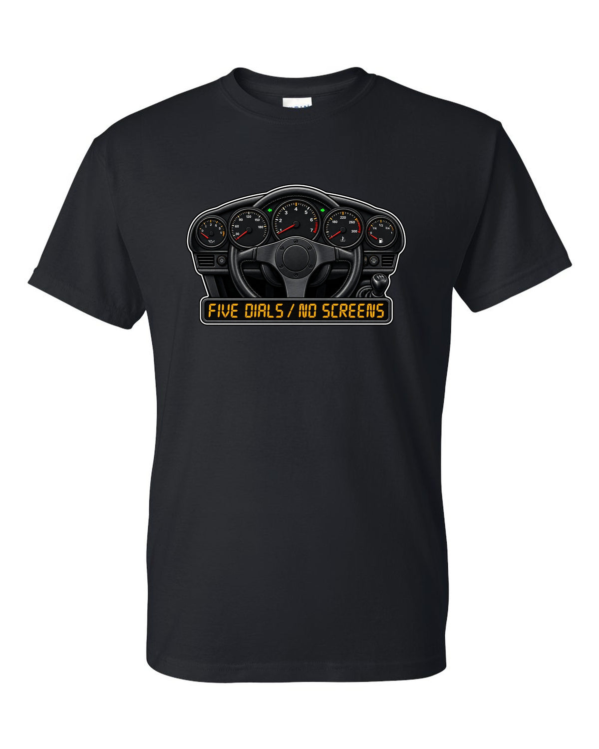 Porsche Cayenne Turbo S 957 sticker-bomb collage design with 550 PS lettering black t-shirt front view with the design