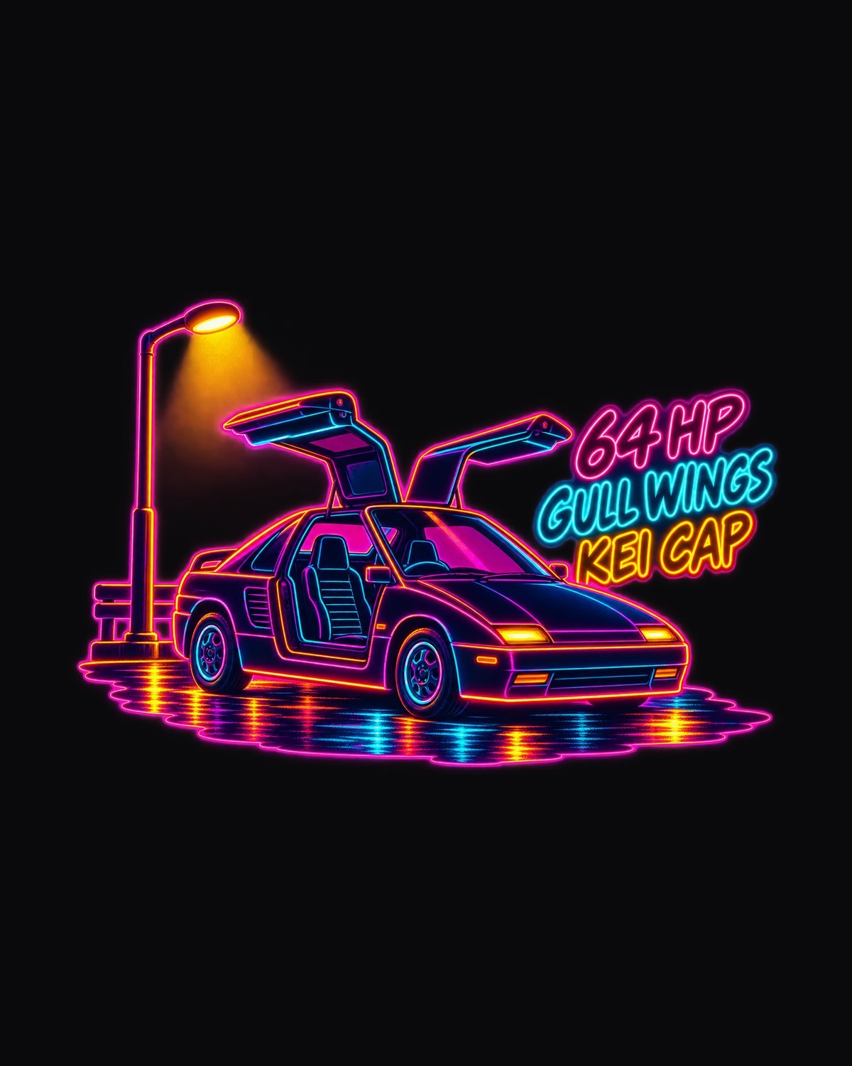 Autozam AZ-1 PG6SA Gull-Wing Night Parking Neon Line Art Shirt design only