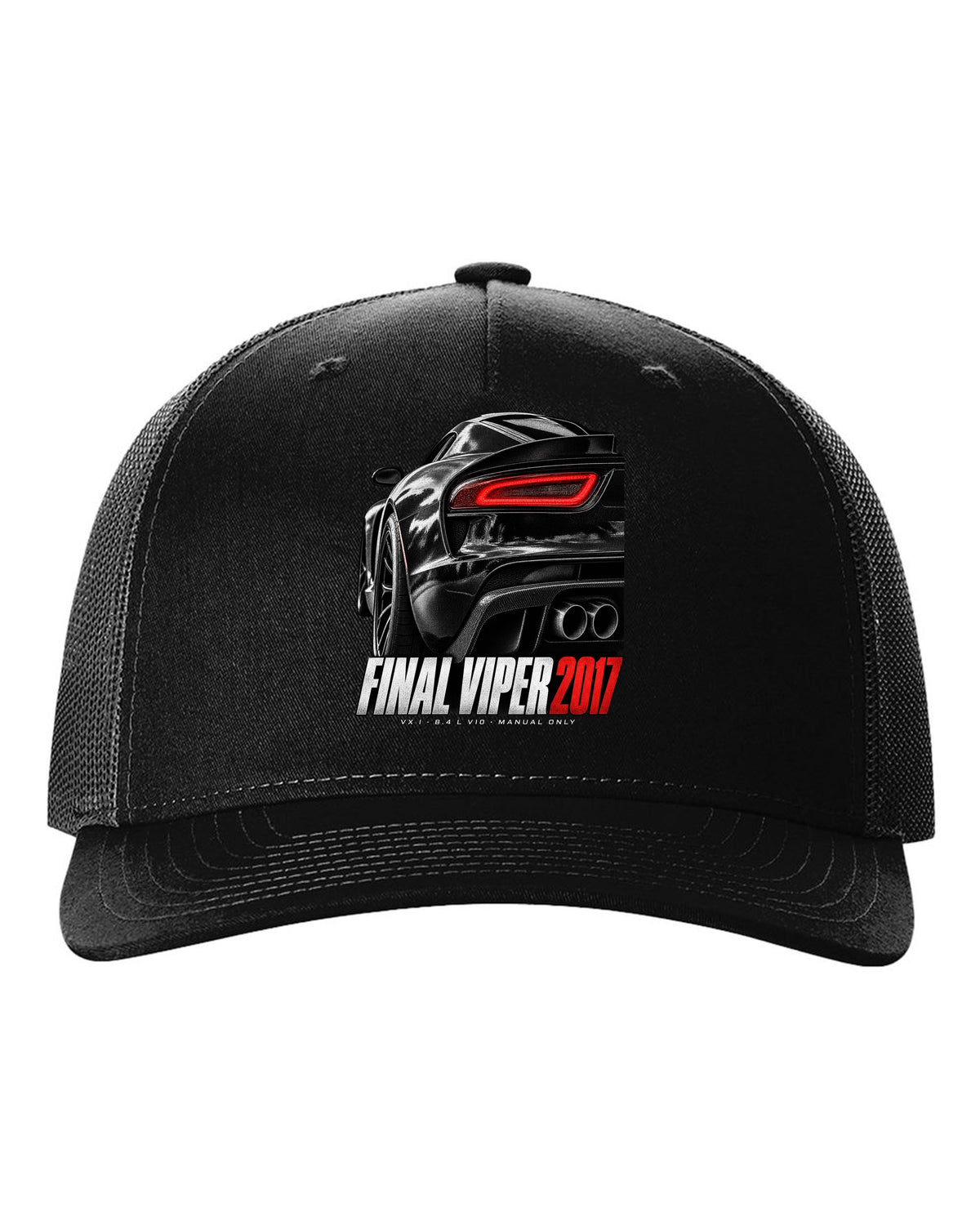 2014 Dodge Viper SRT VX I rear taillight macro print with Final Viper 2017 lettering black hat front view with the design