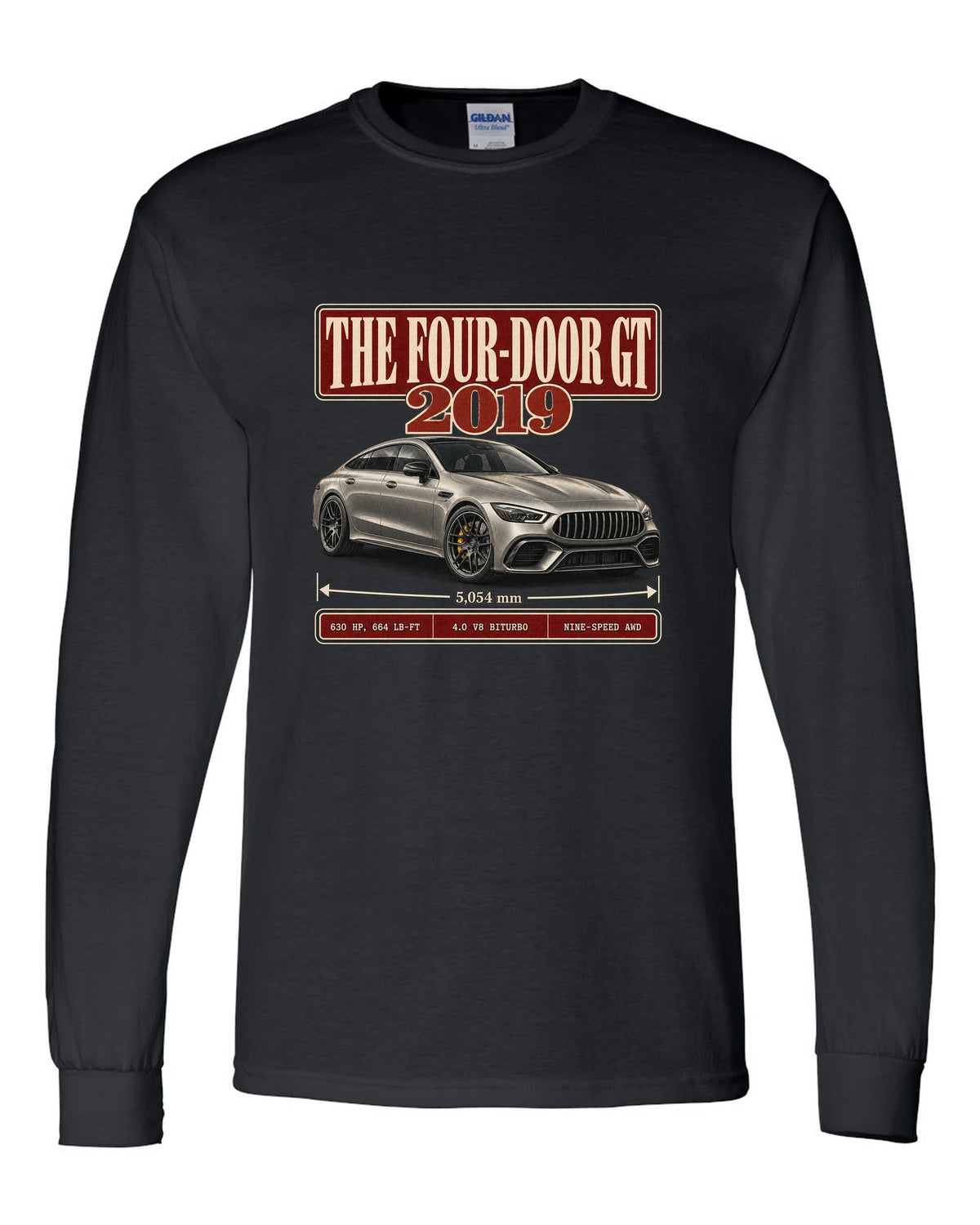 Mercedes-AMG GT 63 S 2019 archive panel design in warm silver-grey black long sleeve front view with the design