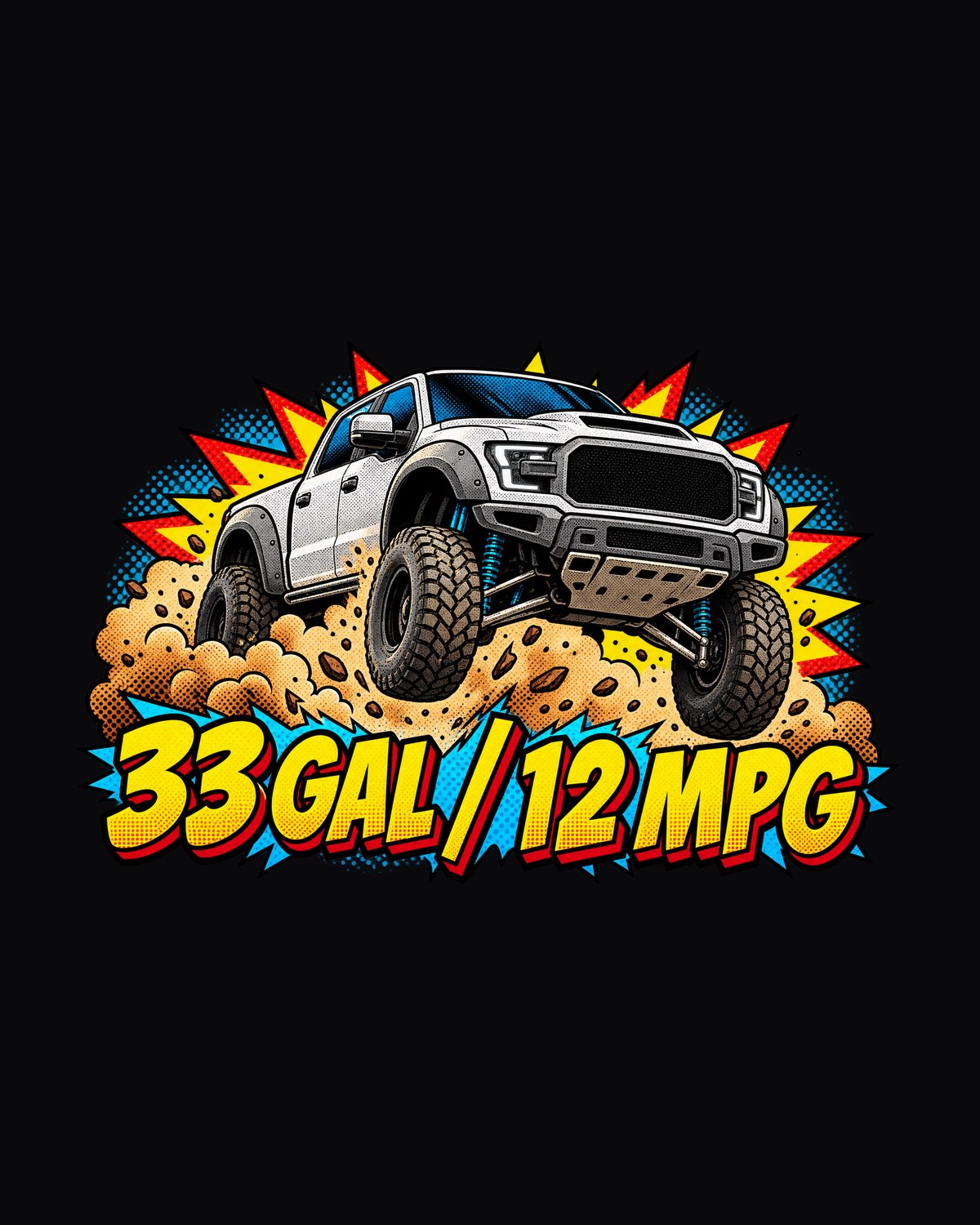 Airborne Ram 1500 TRX Pop Art Shirt, 33 Gallons 12 MPG design only