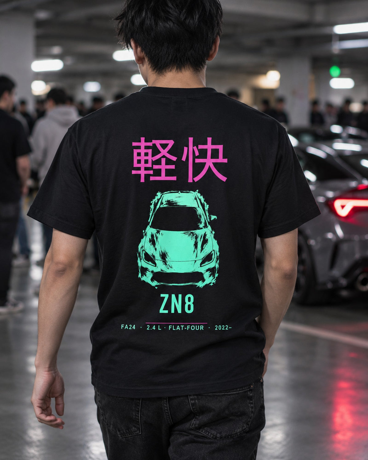 ZN8 FA24 Full-Back Graphic Tee T-Shirt Black worn hero