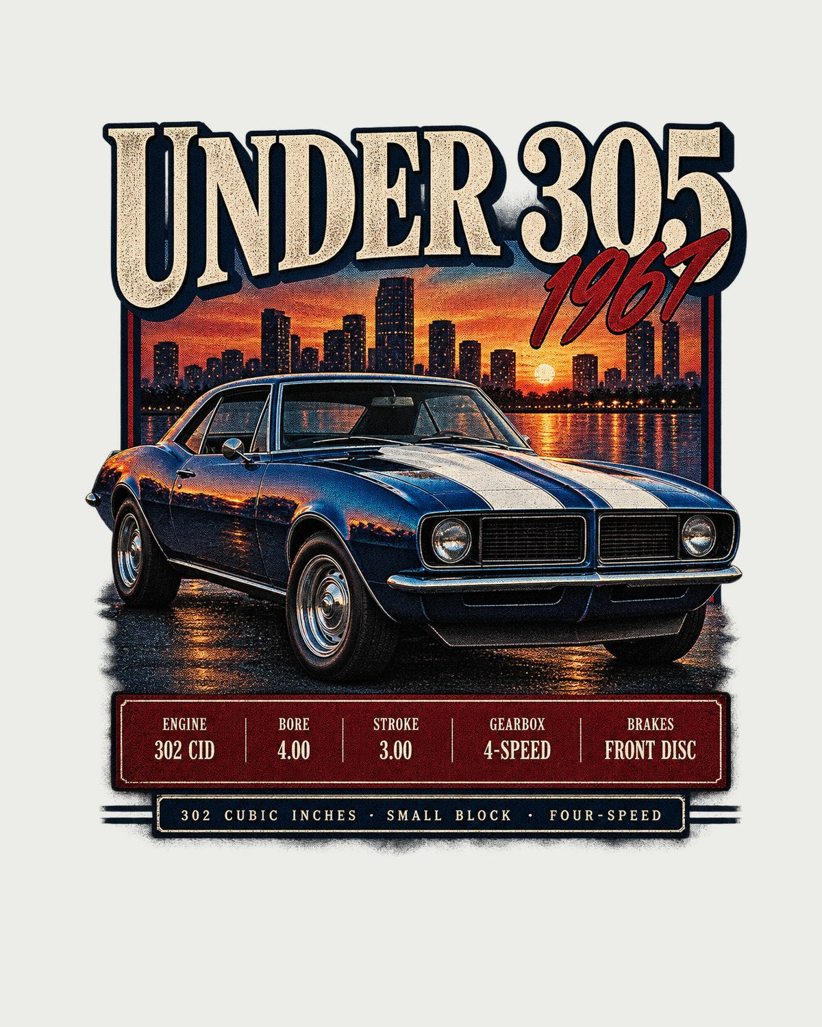 1967 Camaro Z/28 302 Under 305 Archive Panel Tee, Small Block design only