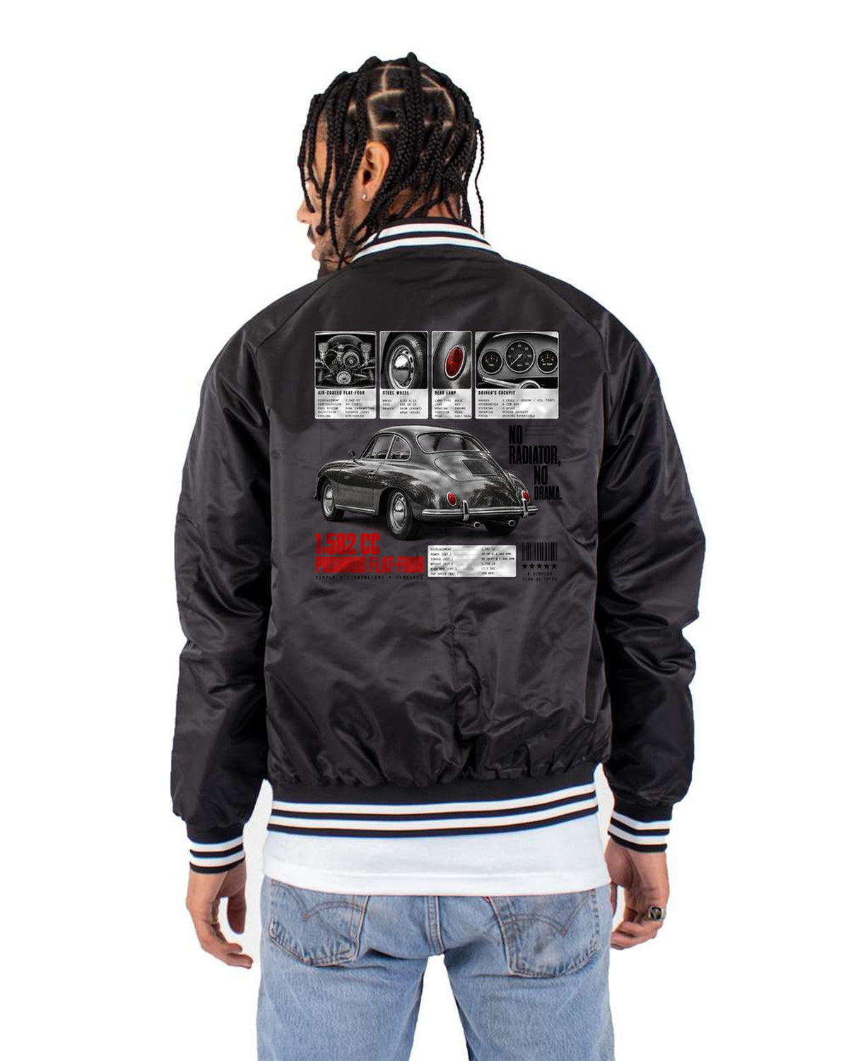 Porsche 356 B Coupe No Radiator Dossier Shirt, Air-Cooled Gift Bomber Jacket Black back