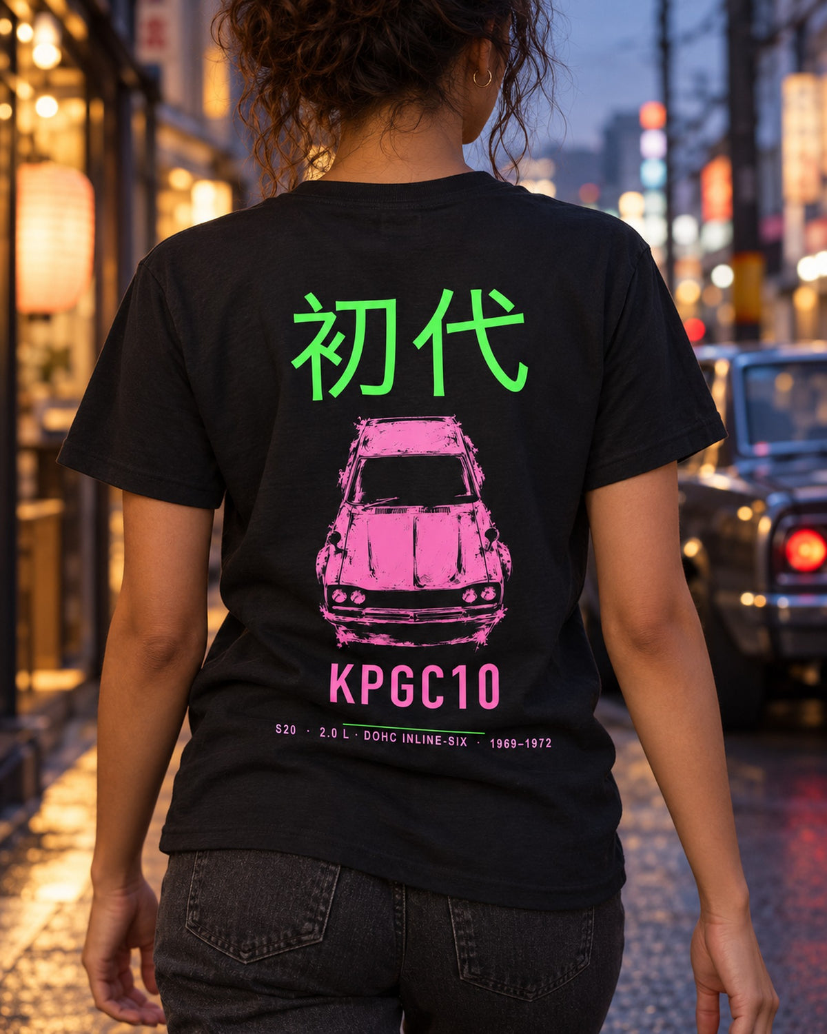 KPGC10 S20 Full-Back Graphic Tee T-Shirt Black worn hero