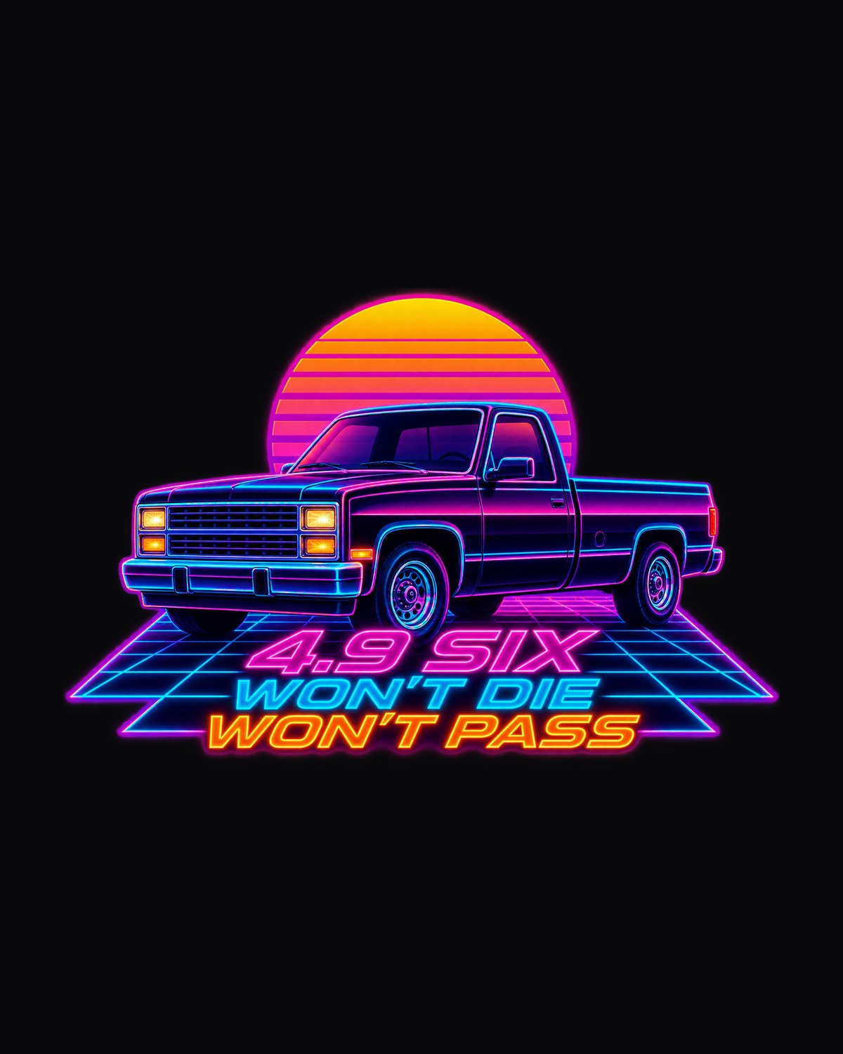 Brick-Nose 1987-91 Ford F-150 Drive-In Rain Synthwave Tee design only