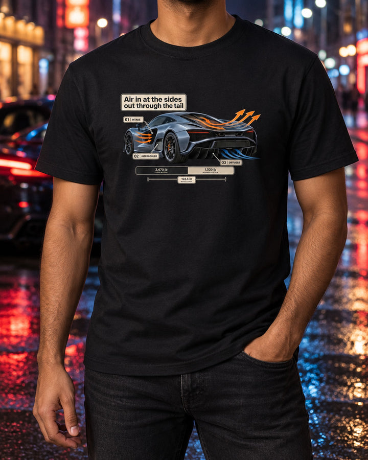 Acura NSX NC1 Aero Callouts Cutaway Tee, Side Intakes T-Shirt Black worn hero