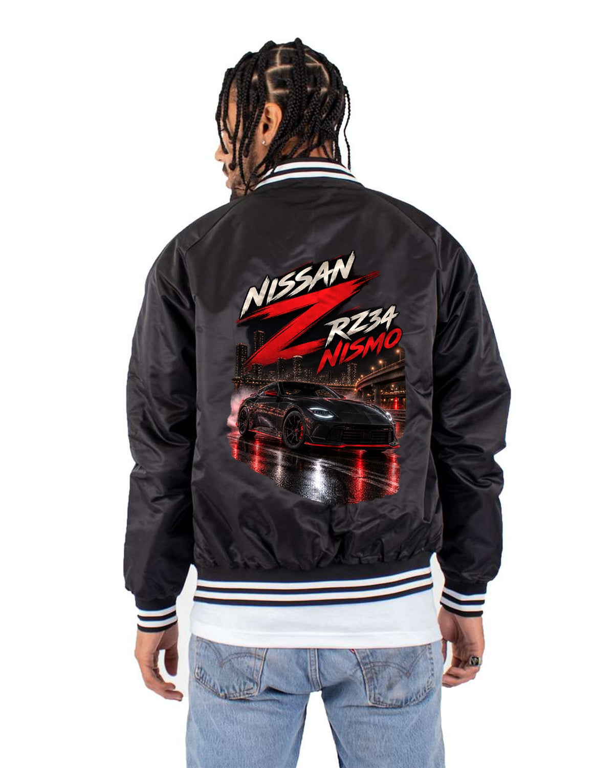 Nissan Z RZ34 Spec Poster Tee, 2022 Debut VR30DDTT Bomber Jacket Black back