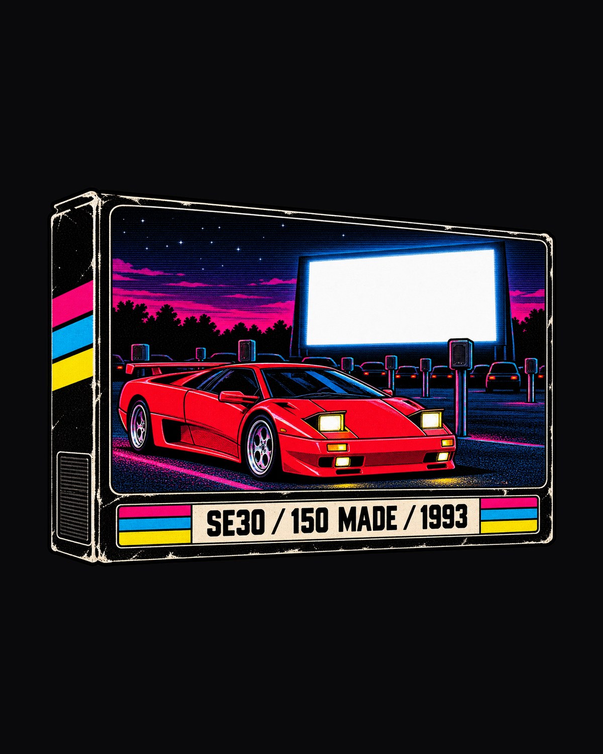 Lamborghini Diablo SE30 1993 VHS Cassette Shirt, 150 Made design only