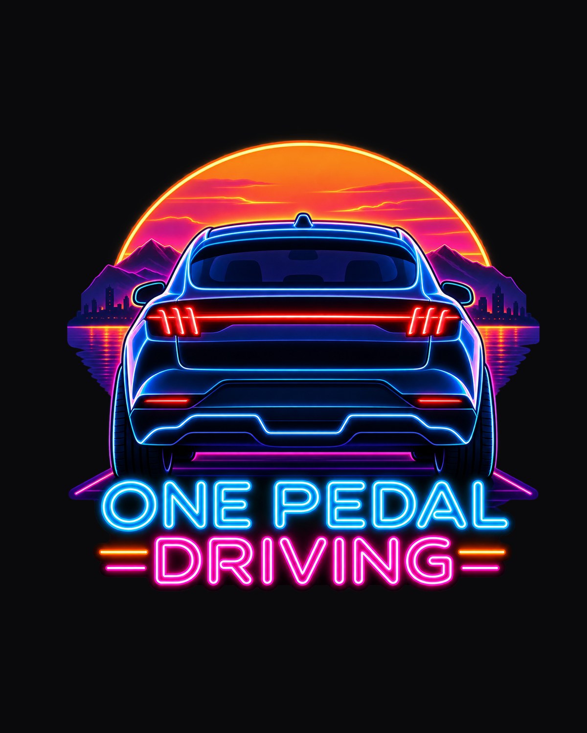 2020 Ford Mustang Mach-E CX727 Neon Tail Bar Shirt, One Pedal design only