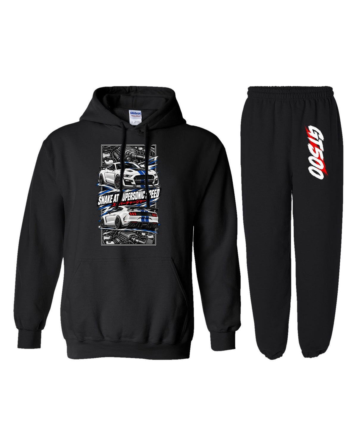 GT500 Torn Poster Hoodie + Jogger Set black hoodie and sweatpants
