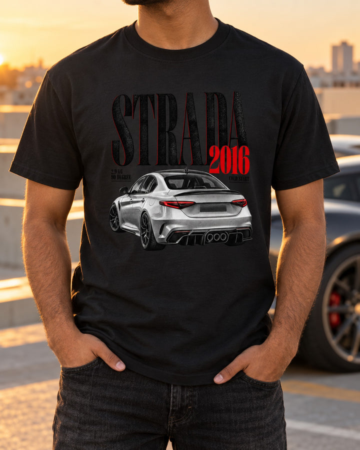 Alfa Romeo Giulia Quadrifoglio 952 Archive 2016 Headline Tee T-Shirt Black worn hero