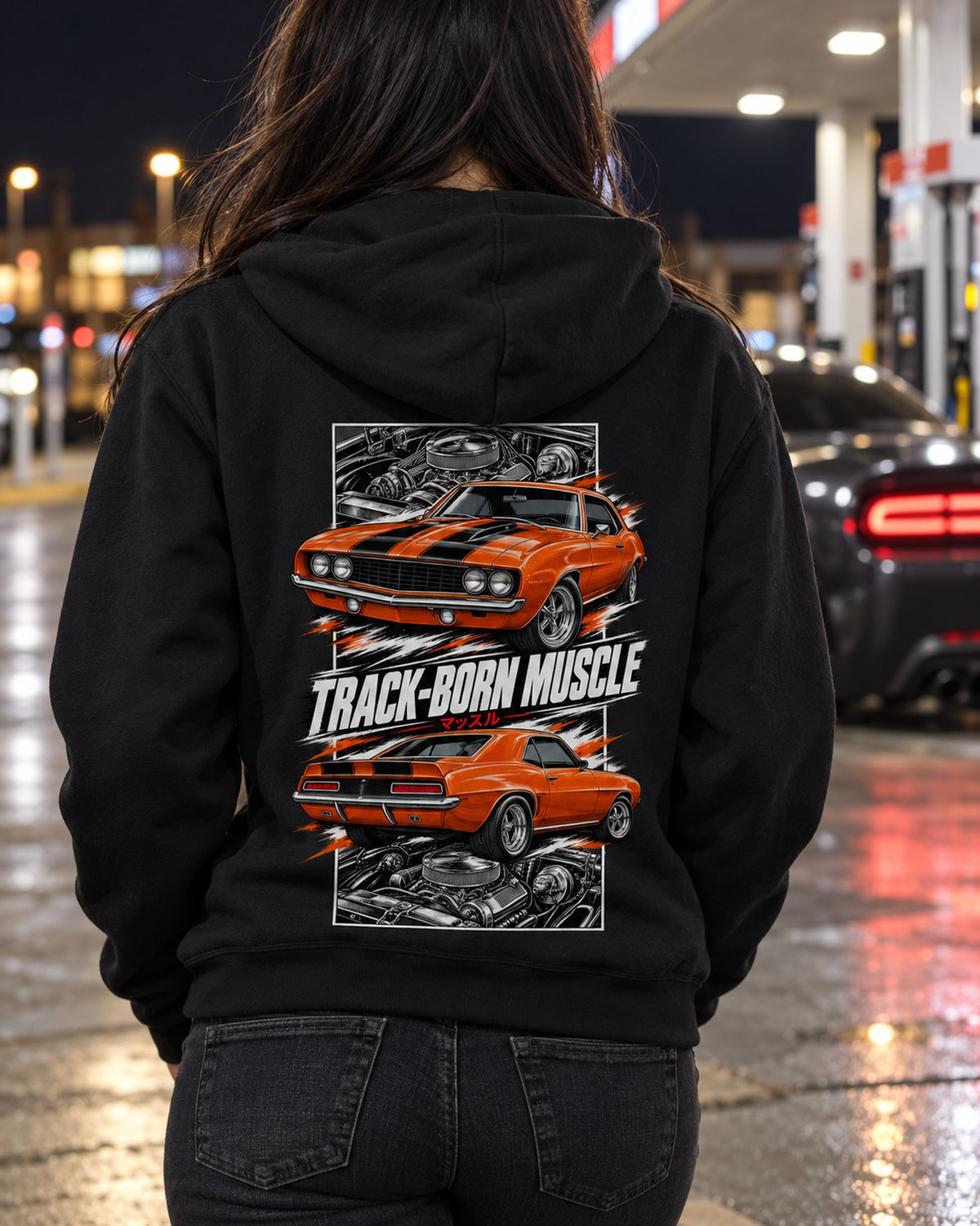 Chevy Camaro Z/28 Torn Poster Full-Back Graphic Tee Zip Hoodie Black worn hero
