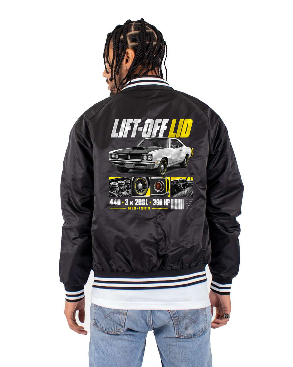 1969 Coronet Super Bee A12 Lift-Off Lid Dossier Tee Bomber Jacket Black back