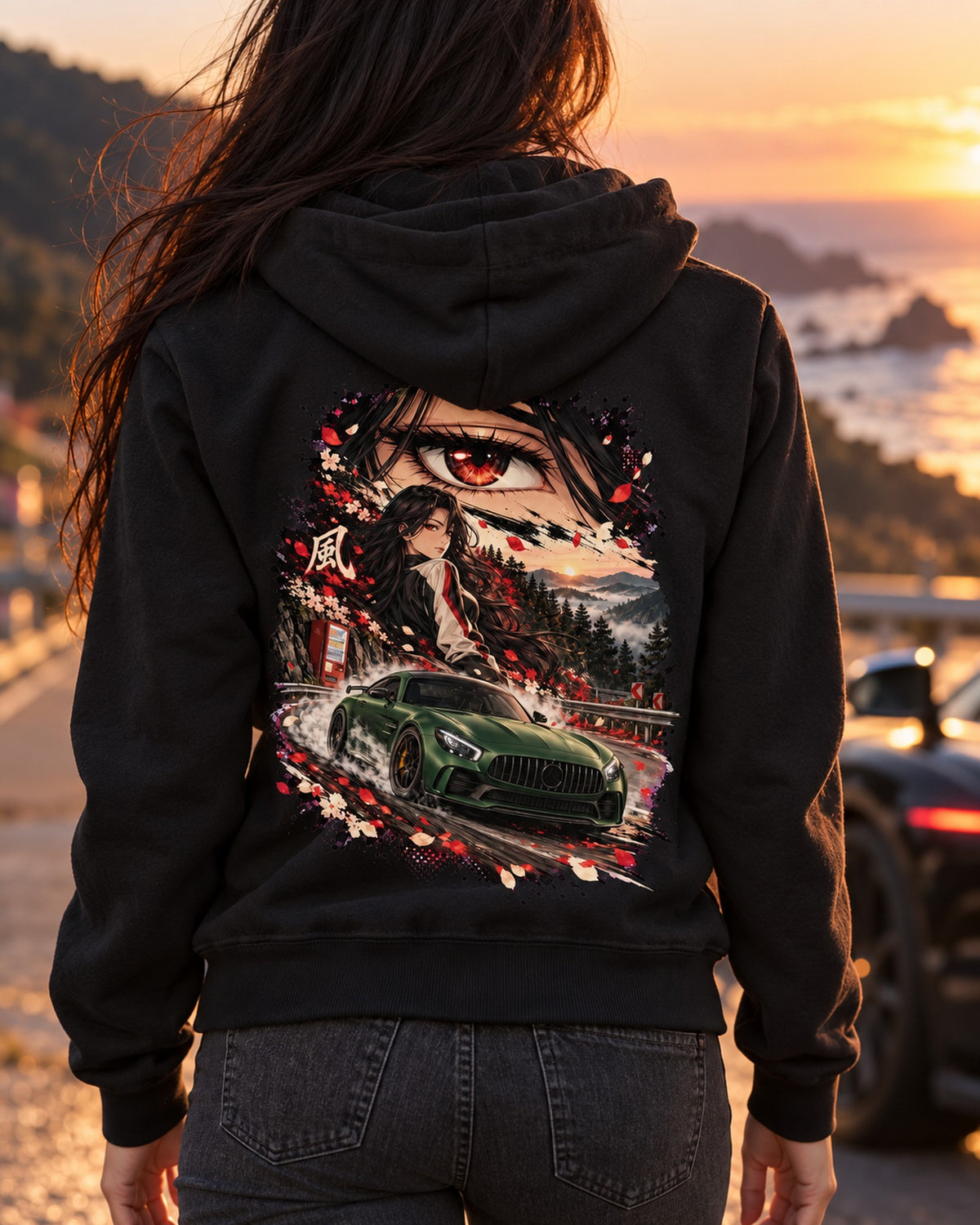 Mercedes-AMG GT R Anime Girl Shirt, Hoodie & More Zip Hoodie Black worn hero