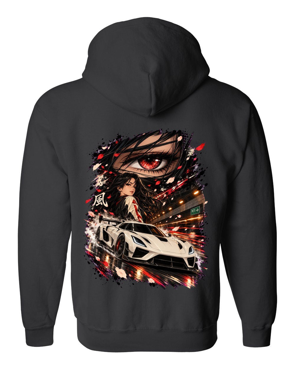 Koenigsegg Jesko Anime Girl Zip Hoodie Black back