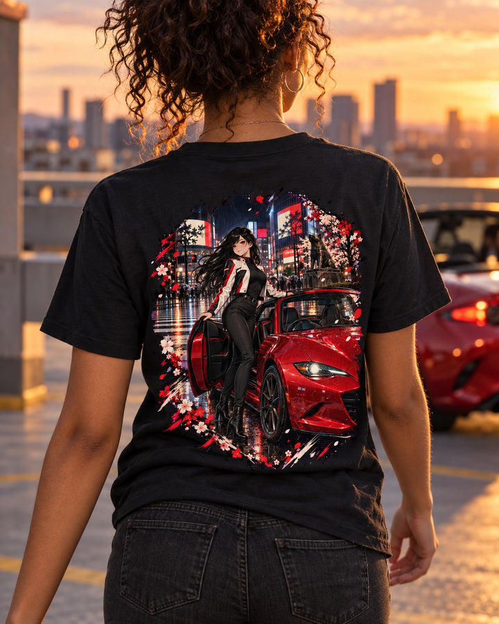 Mazda MX-5 ND Anime Girl Shirt, Hoodie & More T-Shirt Black worn hero