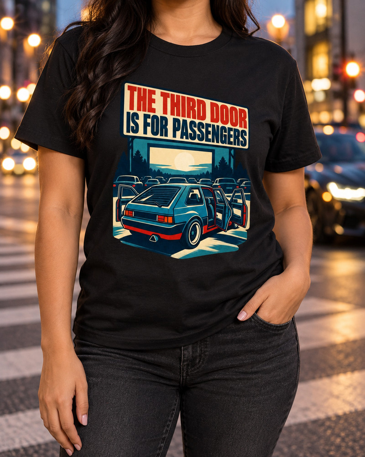 Veloster N JS Third Door Drive-In Race Poster Shirt T-Shirt Black worn hero