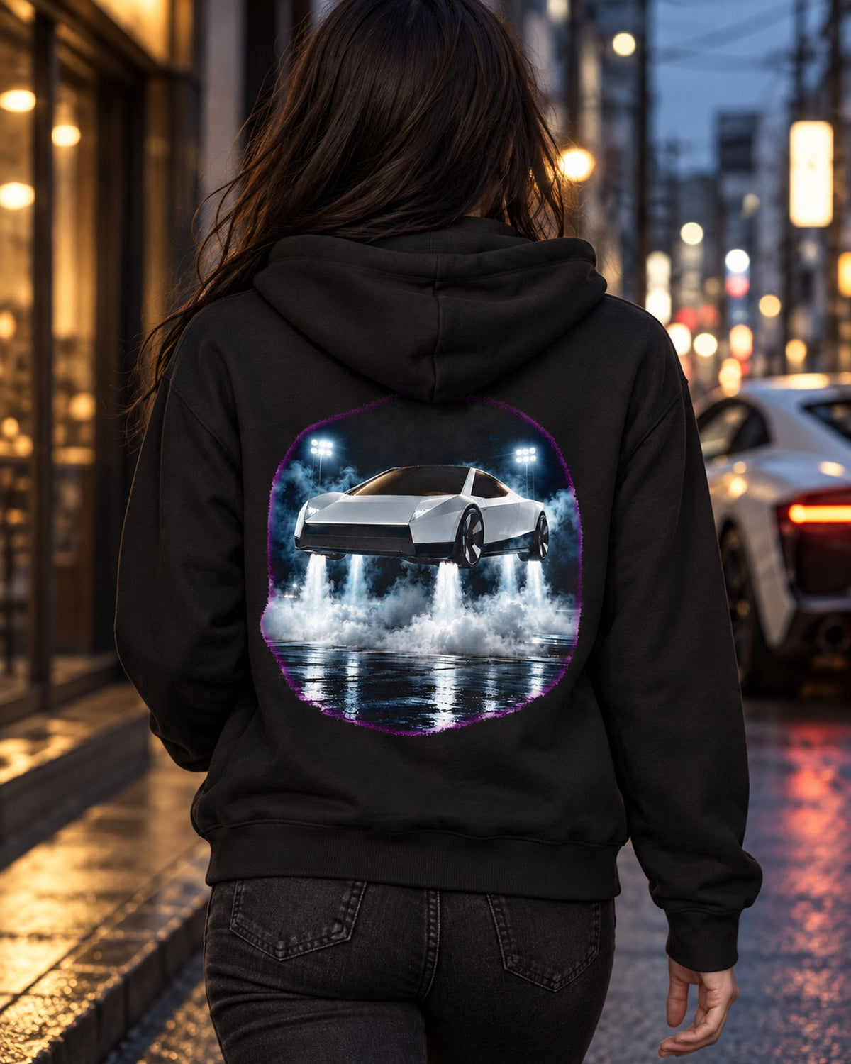 Tesla Roadster Hover Pad Shirt, Hoodie & More Zip Hoodie Black worn hero