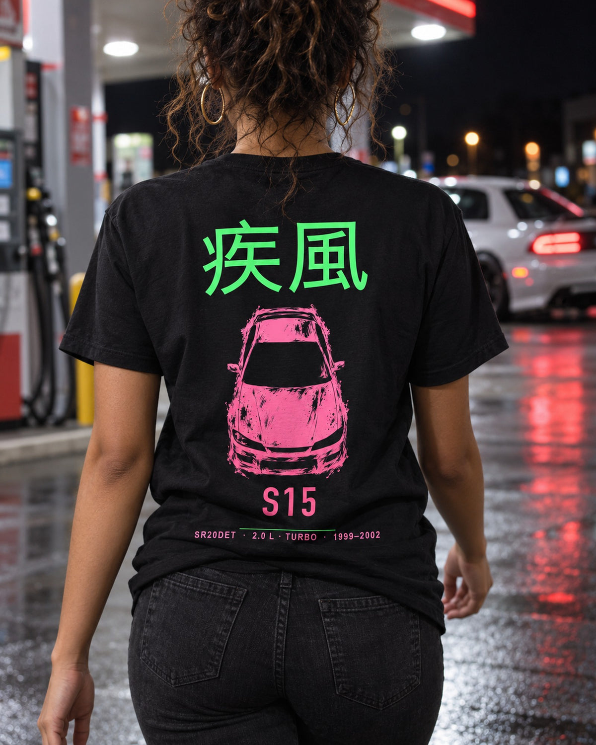 S15 SR20DET Full-Back Graphic Tee T-Shirt Black worn hero