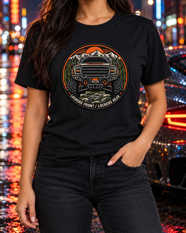 Ram 2500 Power Wagon Front and Rear Lockers Patch Shirt T-Shirt Black worn hero