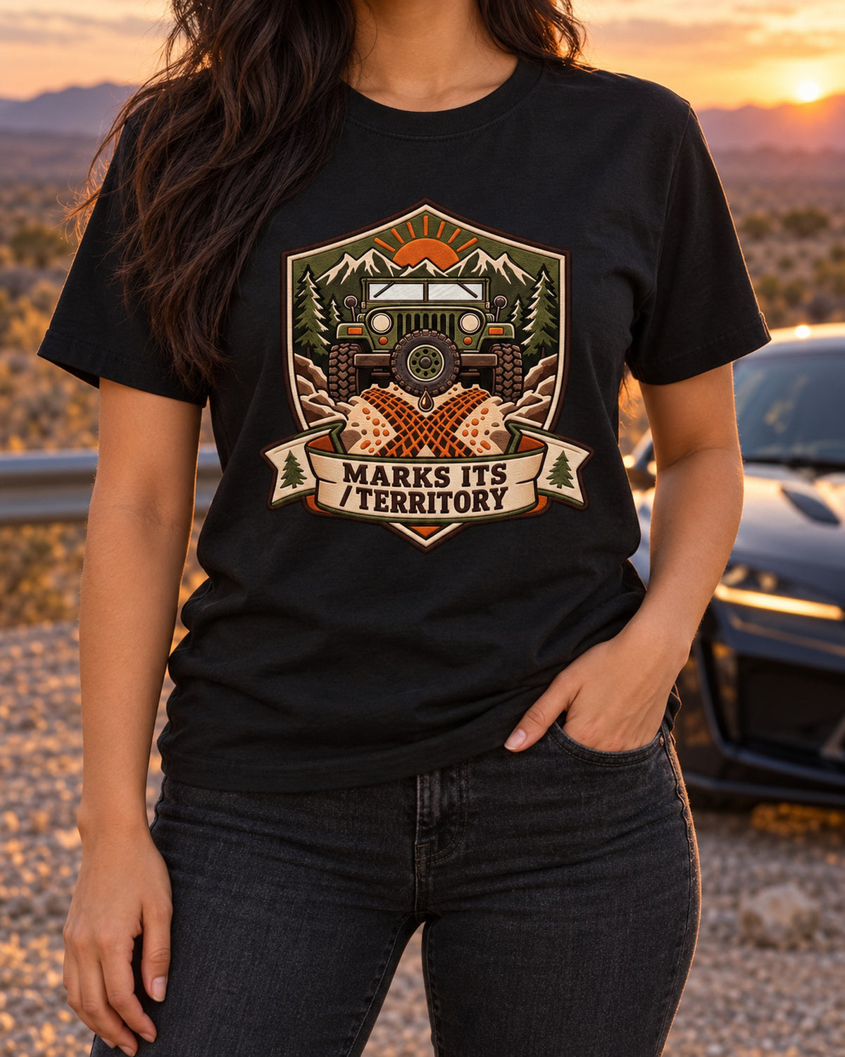 Toyota FJ40 Expedition Crest Shirt: Marks Its Territory T-Shirt Black worn hero