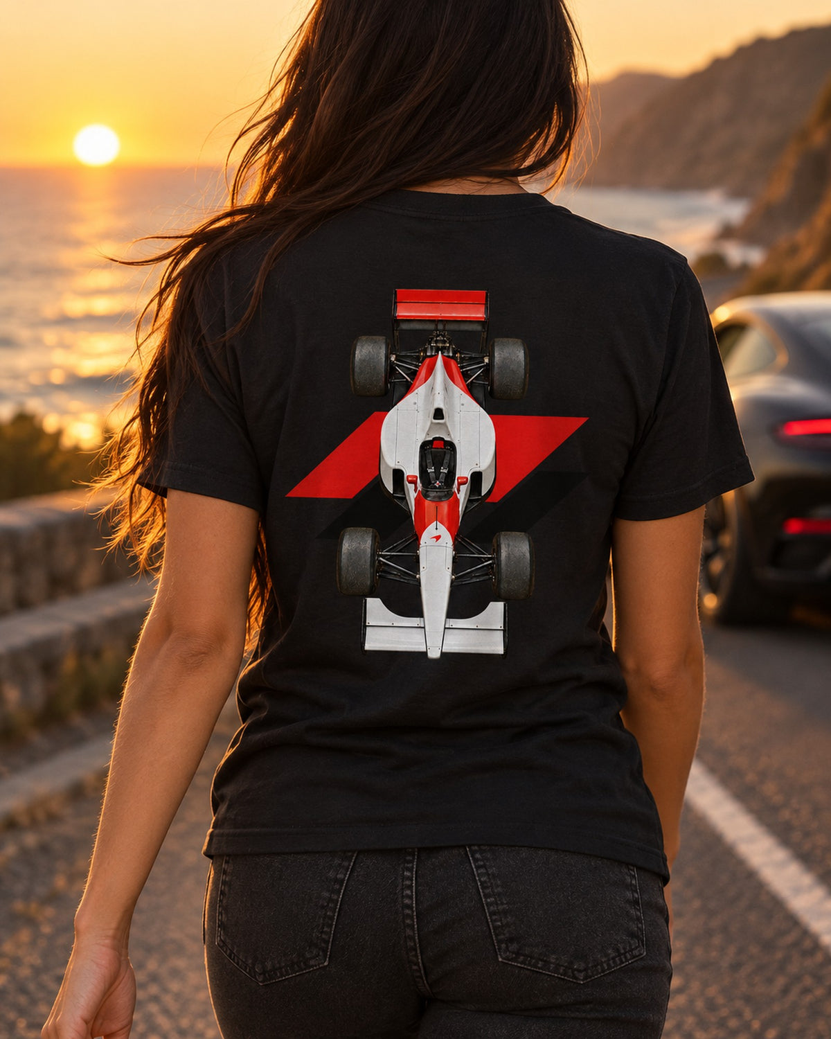 Mclaren MP4 6 1991 Classic F1 Overhead Poster Shirt, Formula 1 Tee T-Shirt Black worn hero