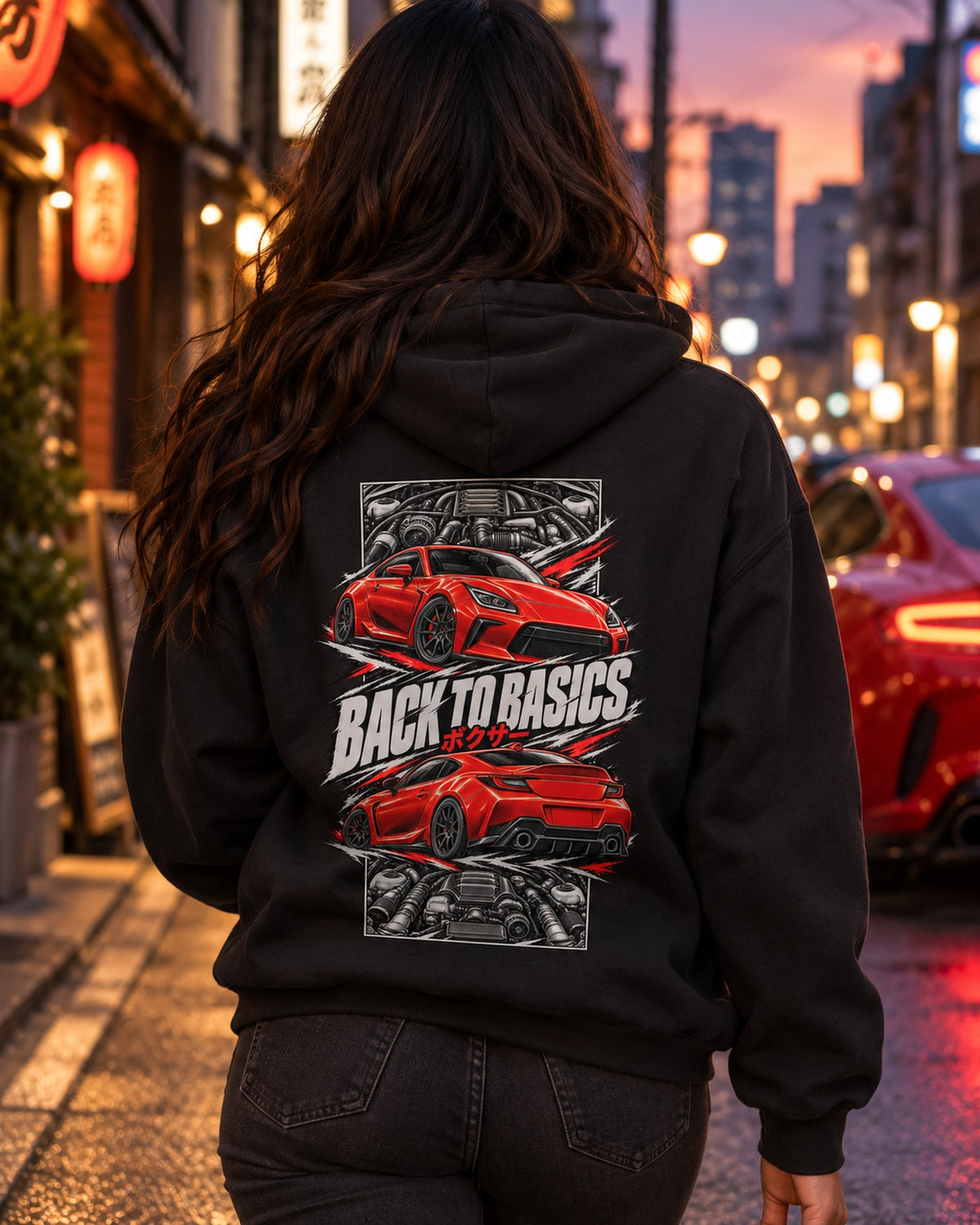 Toyota Gr86 Torn Poster Full-Back Graphic Tee Pull Over Hoodie Black worn hero