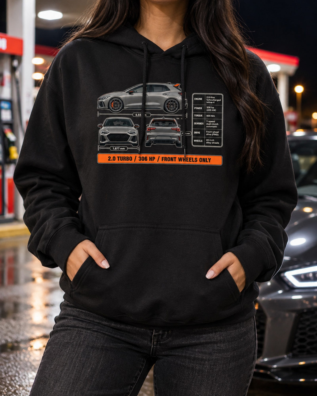 Civic Type R FK8 Sonic Grey Three-View Shirt, Honda Car Tee Pull Over Hoodie Black worn hero
