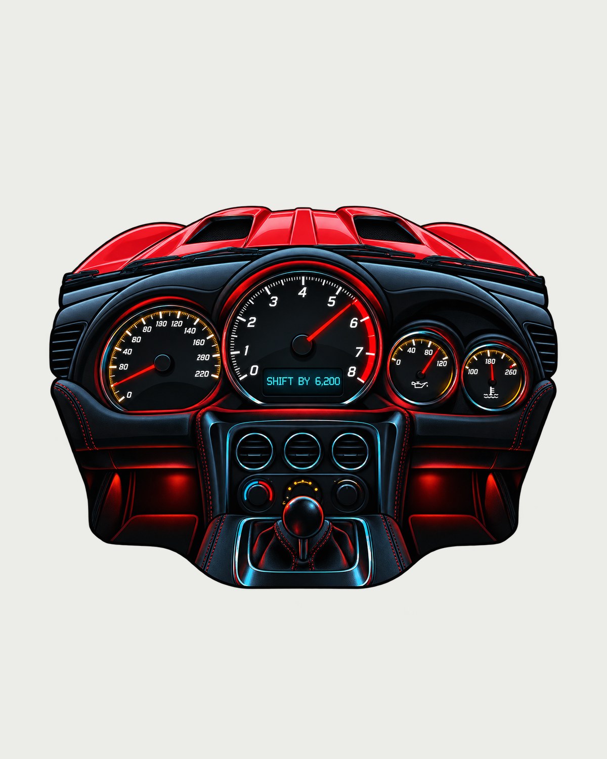 Viper VX I Gauge Cluster Tee, Shift By 6,200 Car Shirt design only