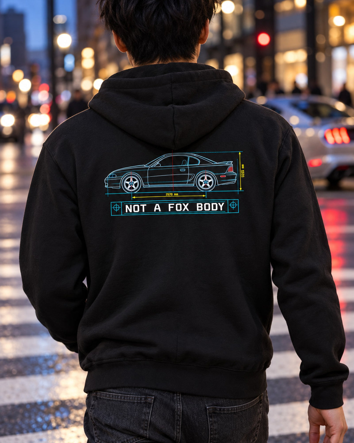 1994-98 SN95 Mustang Coupe Blueprint Shirt, Not A Fox Body Zip Hoodie Black worn hero