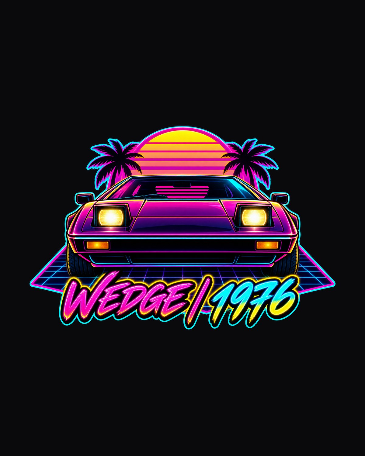 Lotus Esprit 1976 Pop-Up Wedge Neon Shirt, Synthwave Car Tee design only