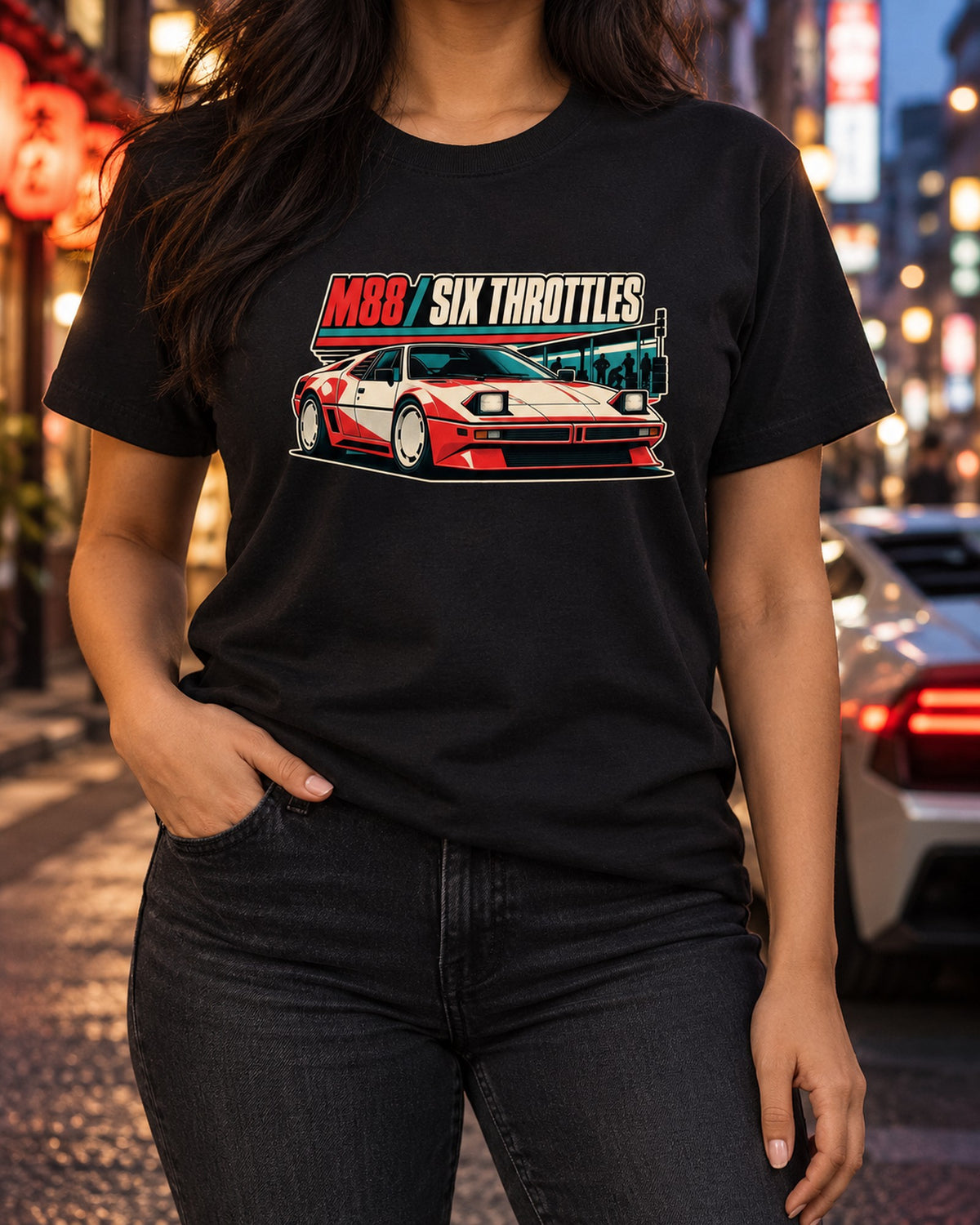 BMW M1 E26 Mid-Engine Race Poster Shirt, M88 Six Throttles T-Shirt Black worn hero