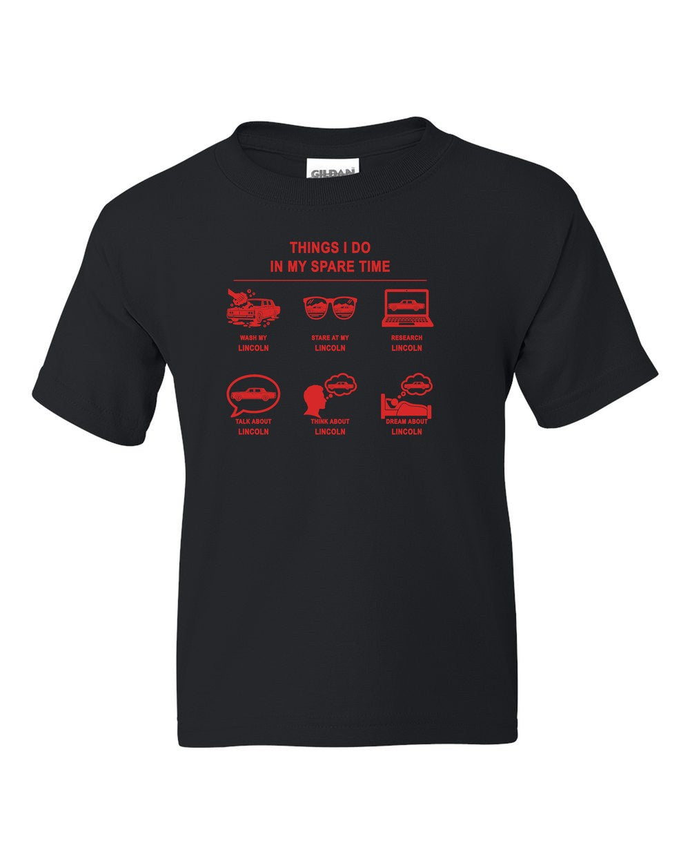 Lincoln Things I Do Kids Tee Black front