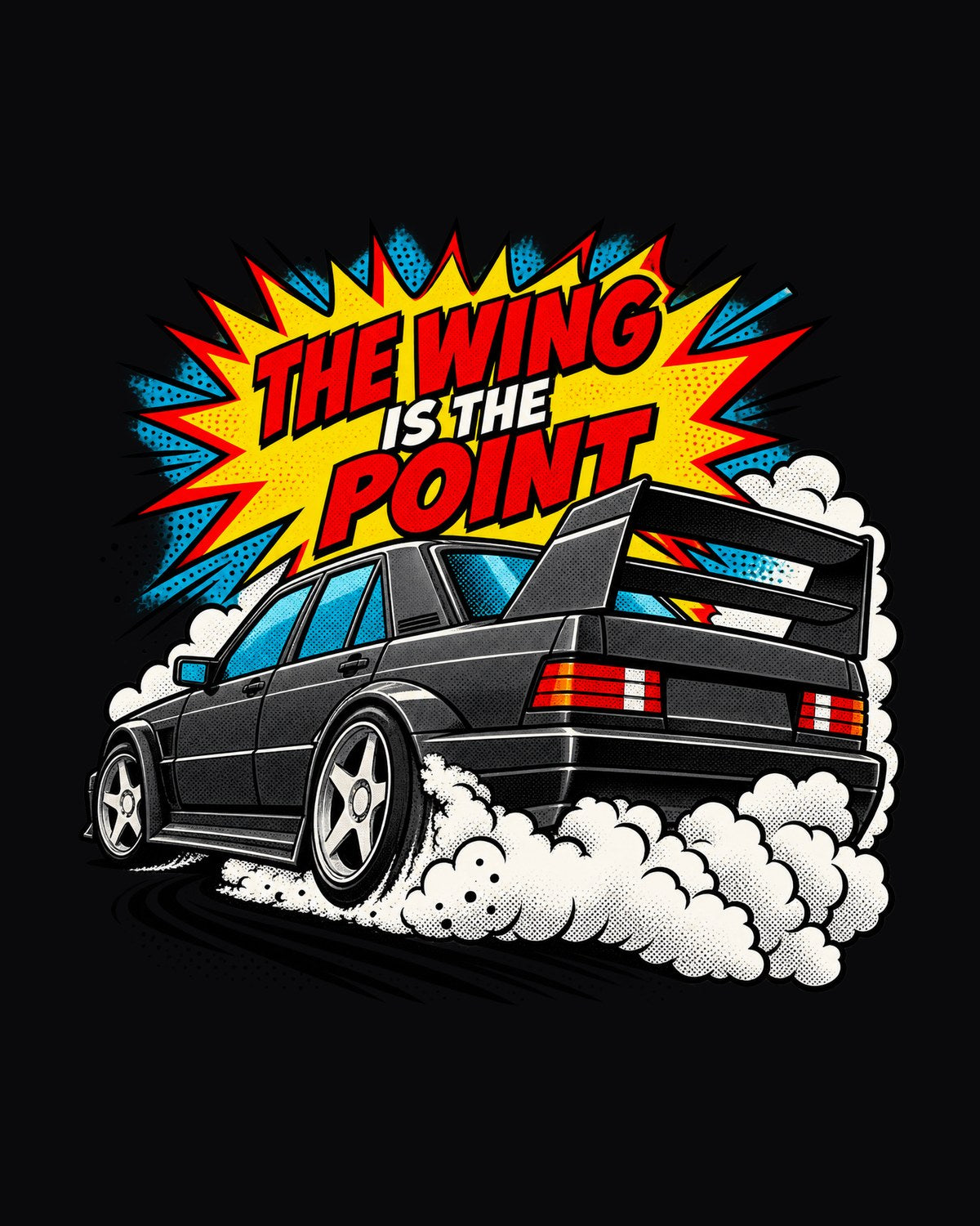 Mercedes 190E Evo II W201 Pop-Art Wing Shirt, Car Guy Gift design only