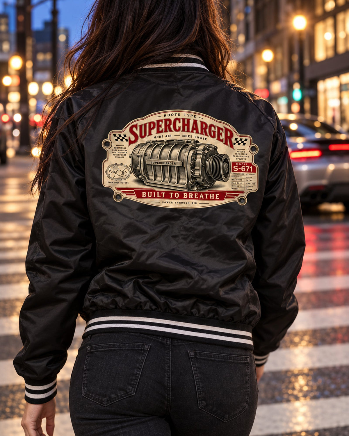 2023 Ford F-150 Raptor R P702 Supercharger Spec Plate Shirt Bomber Jacket Black worn hero