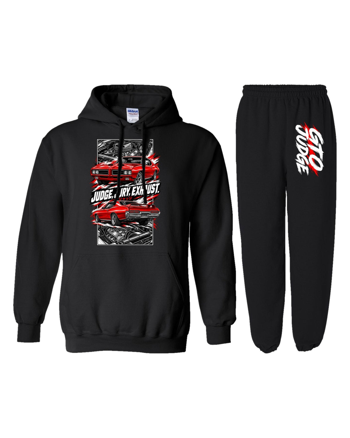 GTO Judge Torn Poster Hoodie + Jogger Set black hoodie and sweatpants