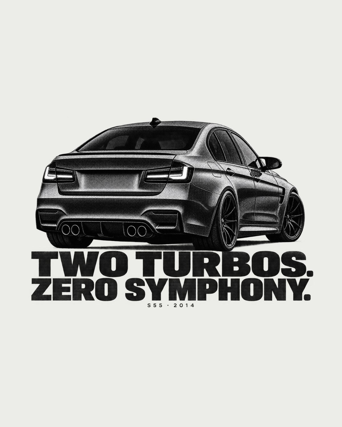 Two Turbos Zero Symphony BMW F80 M3 S55 Halftone Shirt design only