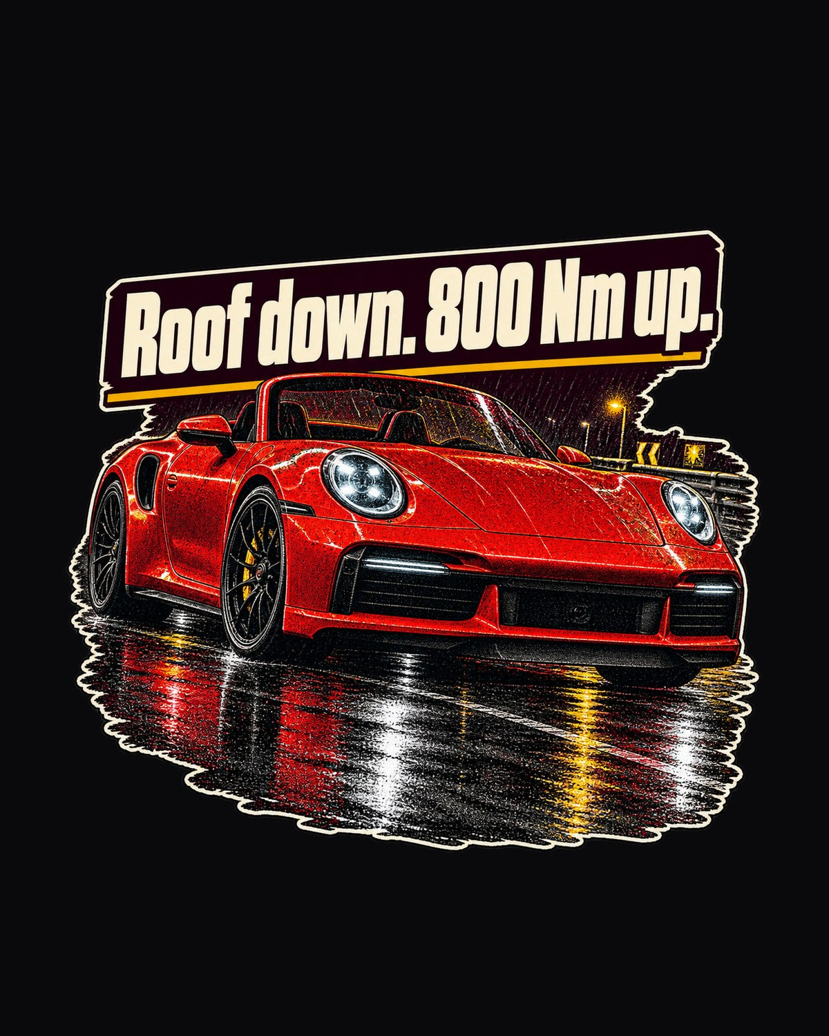 Porsche 992 Turbo S Cabriolet Night Street print Tee design only