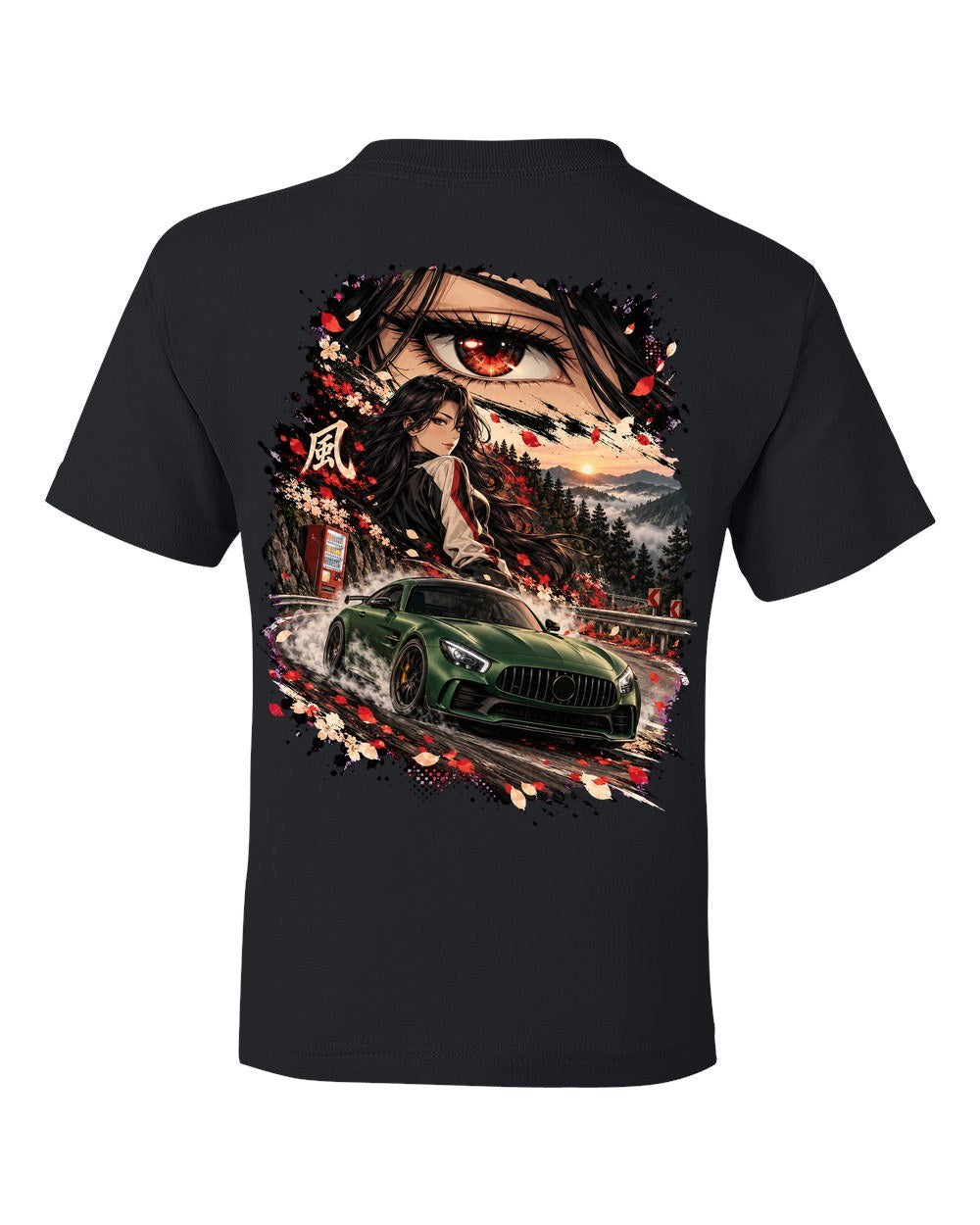 Mercedes-AMG GT R Anime Girl Kids Tee Black back