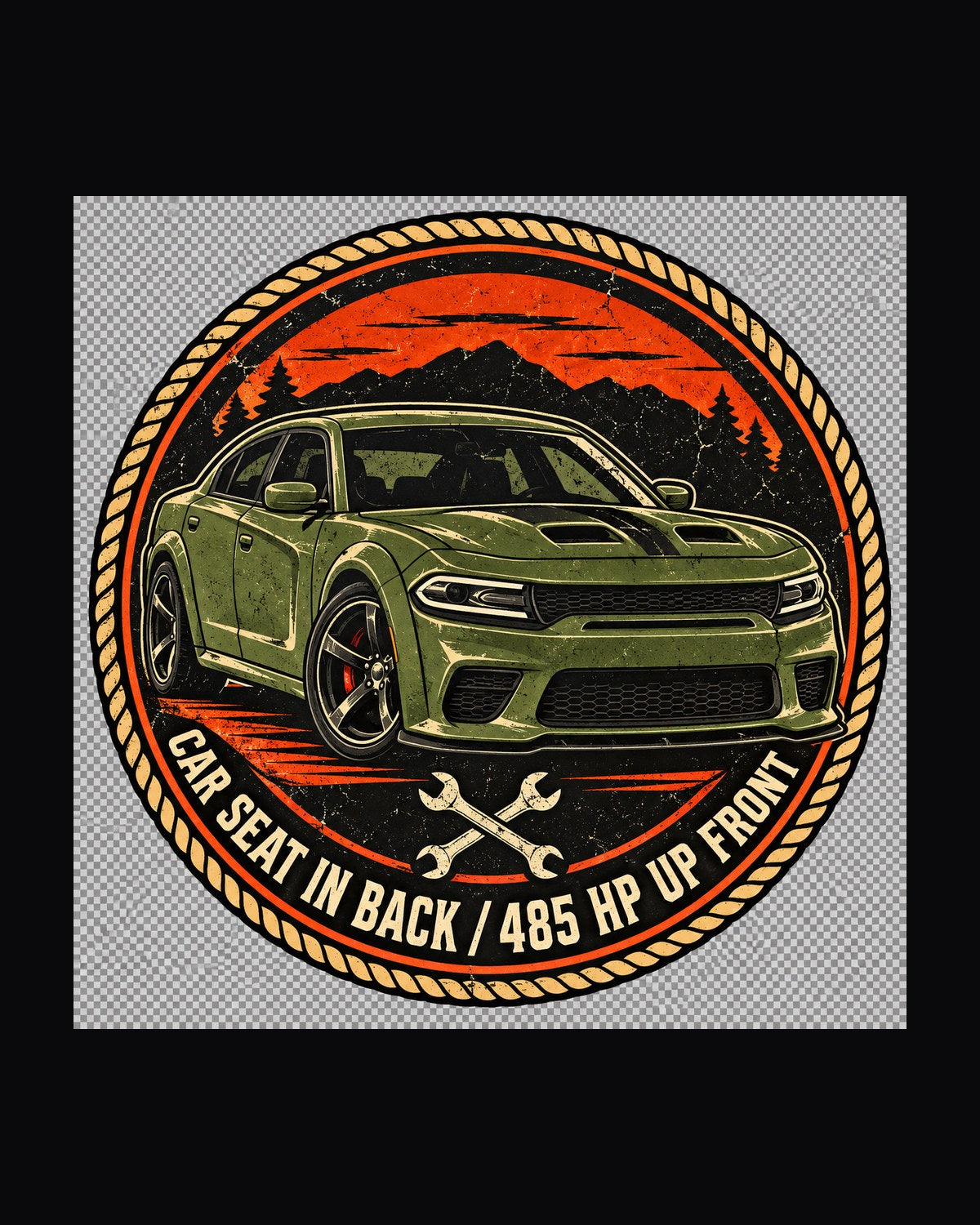 2018 Dodge Charger Scat Pack Four Door Roundel Tee, Family Muscle design only