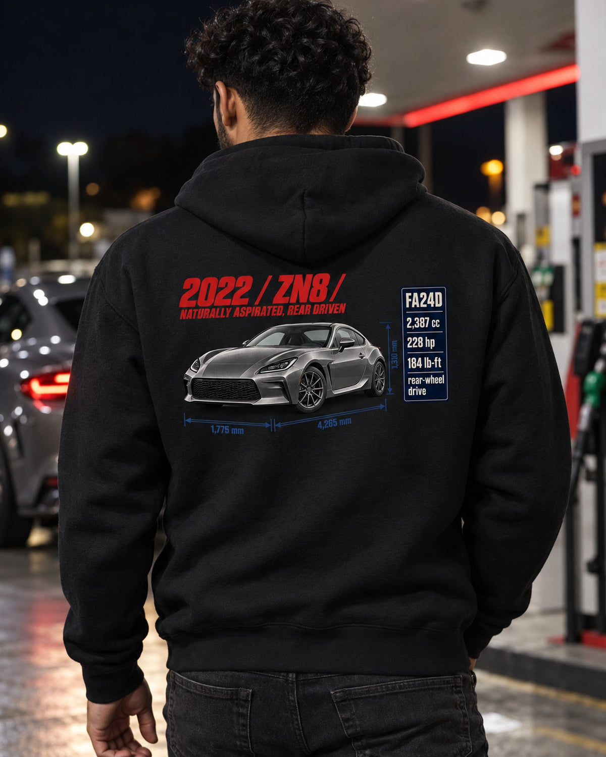Toyota GR86 ZN8 Spec Poster Shirt, Rear-Drive NA Car Tee Zip Hoodie Black worn hero
