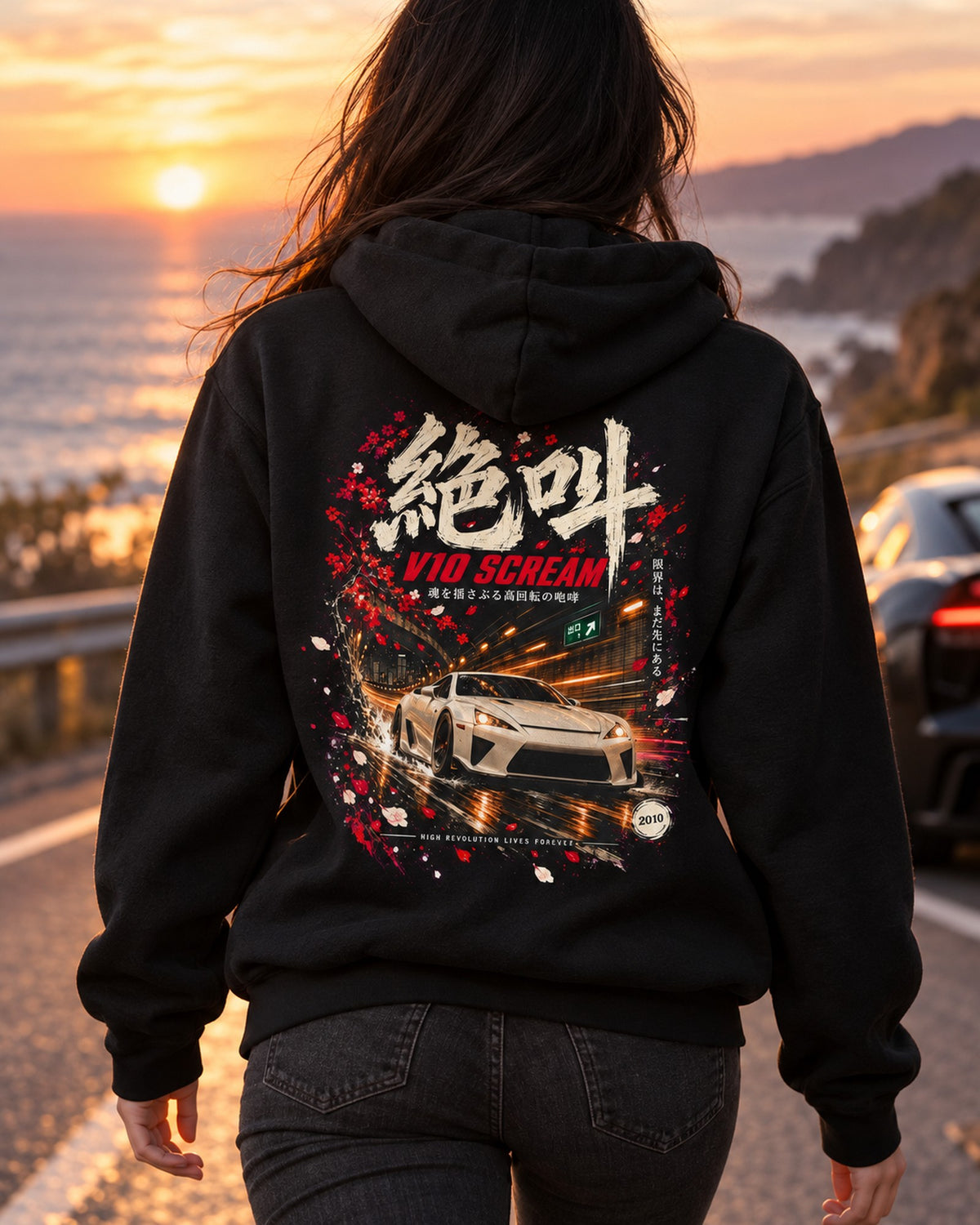 Lexus LFA V10 Scream Shirt, Hoodie & More Pull Over Hoodie Black worn hero