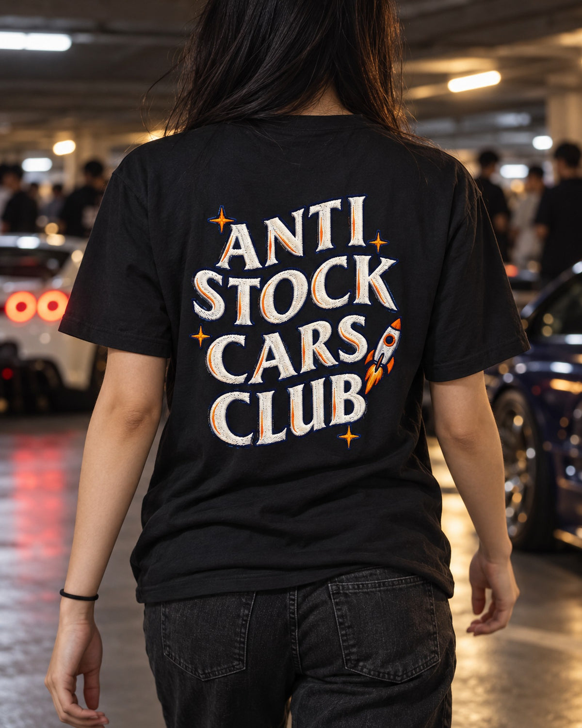 Anti Stock Cars Club Space Mission Patch Shirt, Hoodie & More T-Shirt Black worn hero